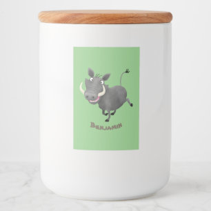 Funny african warthog pig cartoon illustration food label