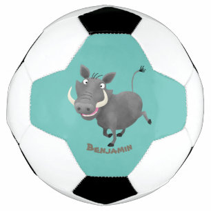 Funny african warthog pig cartoon illustration football