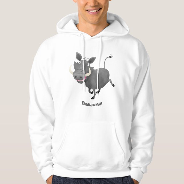 Funny african warthog pig cartoon illustration  hoodie (Front)