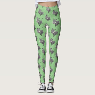 Funny african warthog pig cartoon illustration leggings