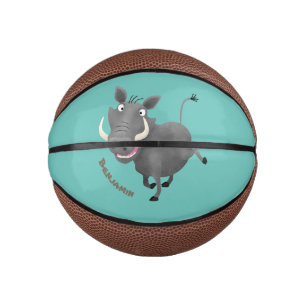 Funny african warthog pig cartoon illustration mini basketball