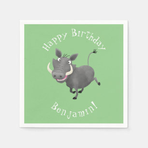 Funny african warthog pig cartoon illustration napkin