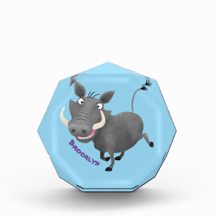 Funny african warthog pig cartoon illustration photo block