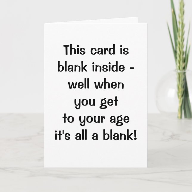 Funny Age Blank Happy Birthday Card (Front)