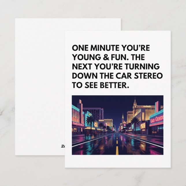 Funny Aging Birthday Card Turning Stereo Down (Front/Back)
