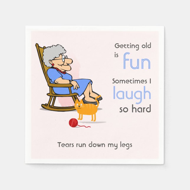 Funny Aging Grandma Old Woman birthday Napkin (Front)
