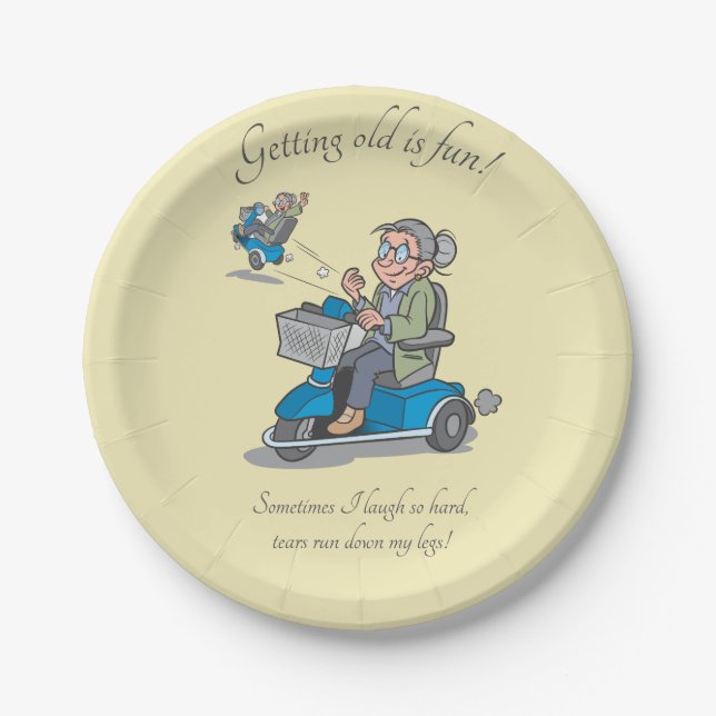 Funny  Aging  Over the Hill Old Woman Birthday Paper Plate (Front)