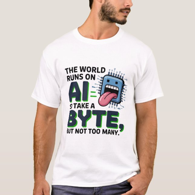 Funny AI Byte Quote – Tech Geek Humour T-Shirt (Front)