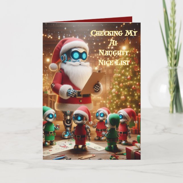 Funny Ai Chatbot Santa Greeting Card Corporate (Front)