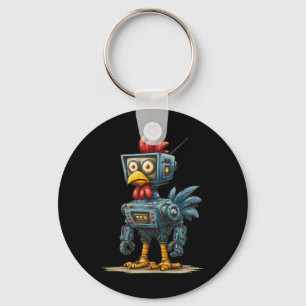 Funny Ai Chicken Costume With Tv For Robots Lovers Key Ring