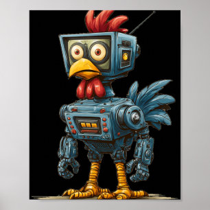Funny Ai Chicken Costume With Tv For Robots Lovers Poster
