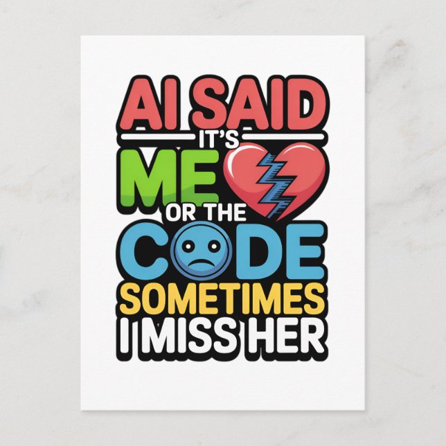 Funny AI Coding Quote – Programmer Humour Postcard (Front)