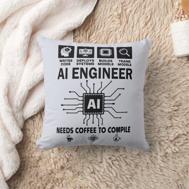 Funny AI Engineer Coding Programmer Developer Tech Cushion (Blanket)