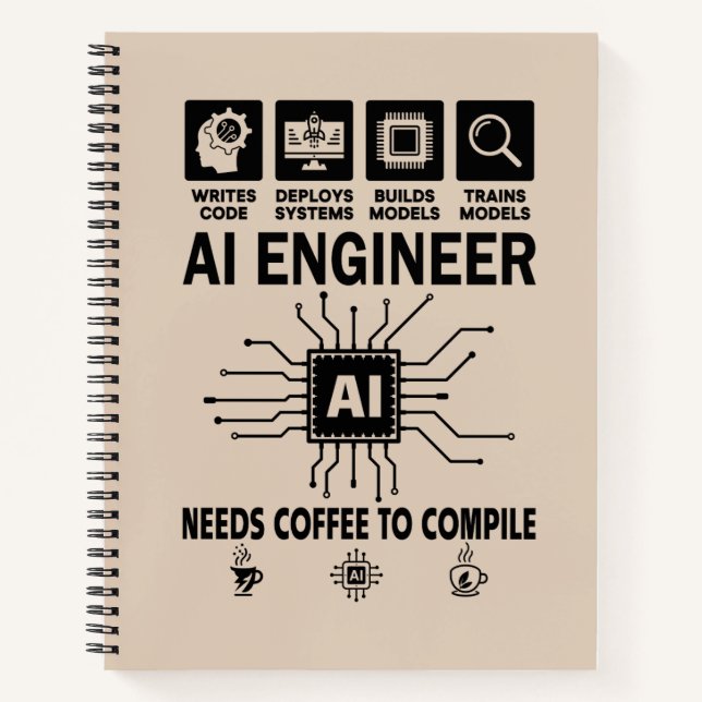 Funny AI Engineer Coding Programmer Developer Tech Notebook (Front)
