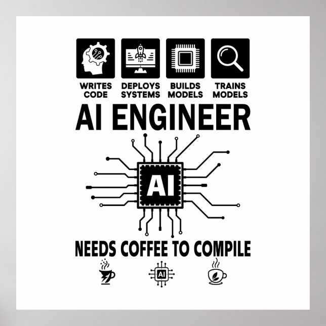Funny AI Engineer Coding Programmer Developer Tech Poster (Front)