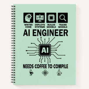 Funny AI Engineer Lover Needs Coffee To Compile Notebook
