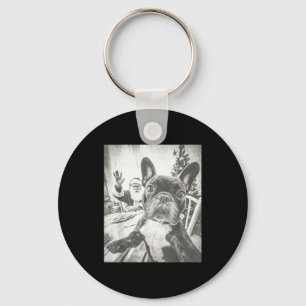 Funny Ai French Bulldog Selfie With Santa Claus Ch Key Ring