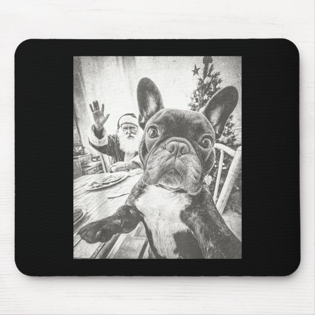 Funny Ai French Bulldog Selfie With Santa Claus Ch Mouse Mat (Front)