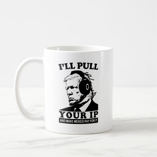Funny AI Gamer Trump Deep Fake Meme Pull IP Coffee Mug (Left)
