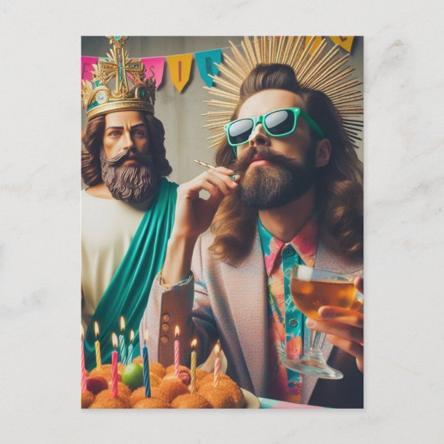 Funny AI generated art Happy Birthday Jesus Postcard (Front)
