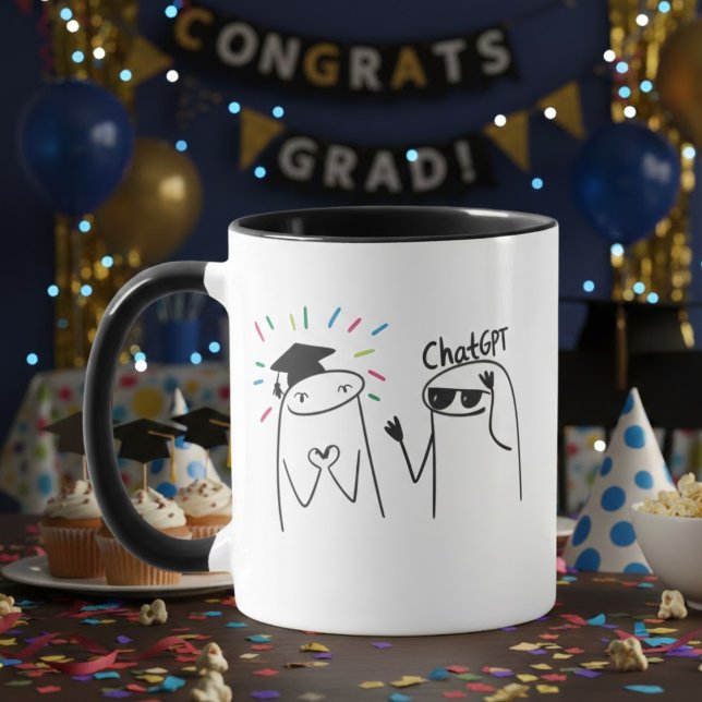 Funny AI Graduate Doodle Celebration Design Mug (Creator Uploaded)