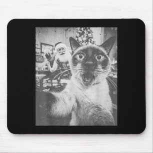Funny Ai Siamese Cat Selfie With Santa Claus Chris Mouse Mat