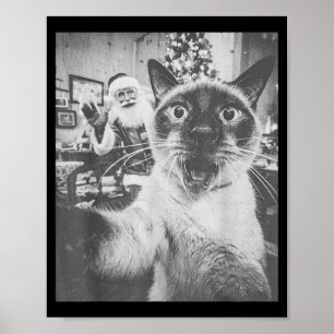 Funny Ai Siamese Cat Selfie With Santa Claus Chris Poster