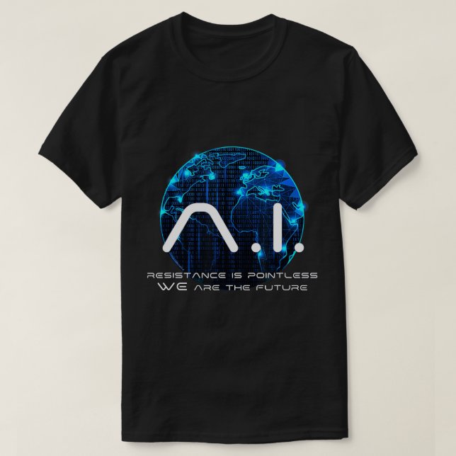 Funny AI Singularity Conspiracy Theory Machine Lea T-Shirt (Design Front)