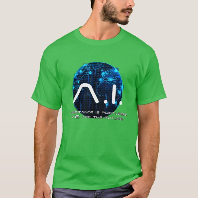 Funny AI Singularity Conspiracyheory Machine girl T-Shirt (Front)