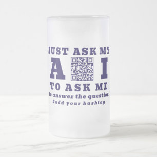 Funny AI Tech Specialist Personalised QR Code Blue Frosted Glass Beer Mug