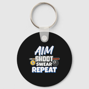 Funny Aim Pool Player Gift Billiard Key Ring