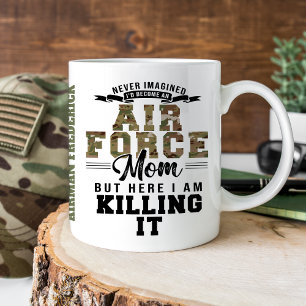 Funny Air Force Mum Killing It Airman Name Camo Coffee Mug