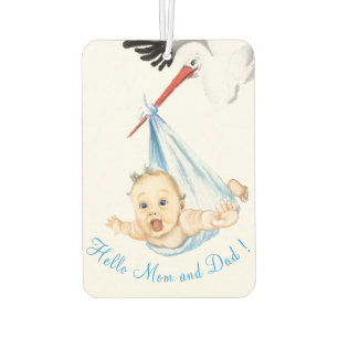 Funny Air Freshener with Stork Carrying Baby
