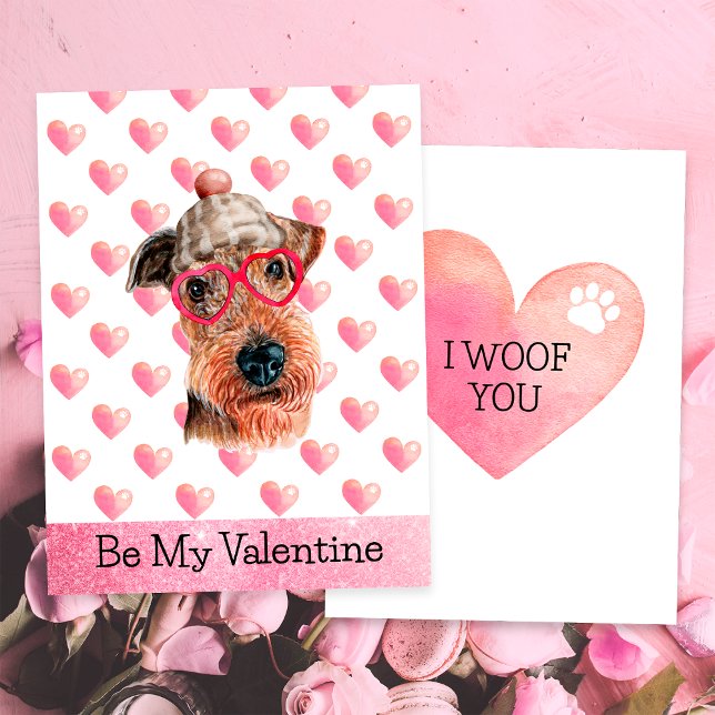 Funny Airedale I Woof You Dog Valentine's Day Holiday Card (Creator Uploaded)