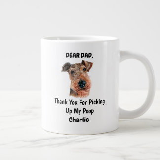 Funny Airedale terrier Dad Watercolor Canine Art Large Coffee Mug