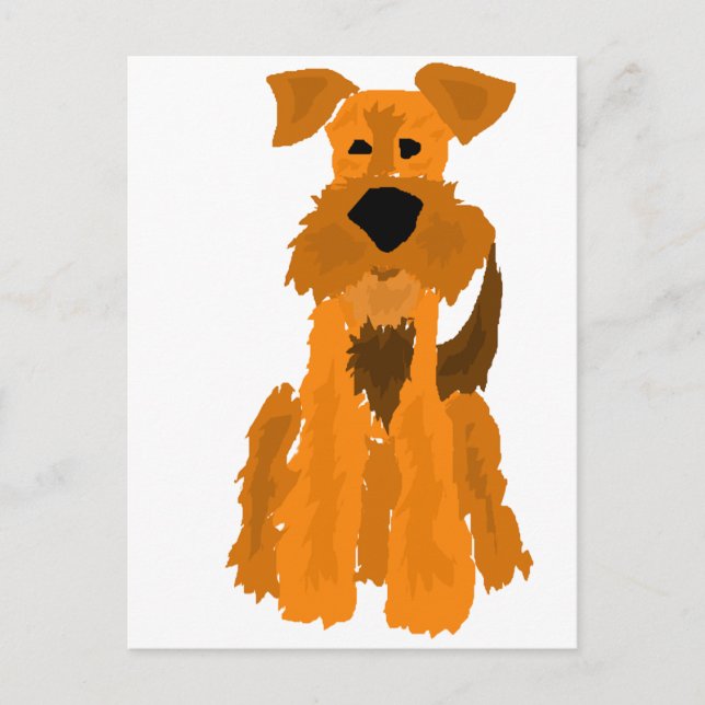 Funny Airedale Terrier Dog Art Postcard (Front)