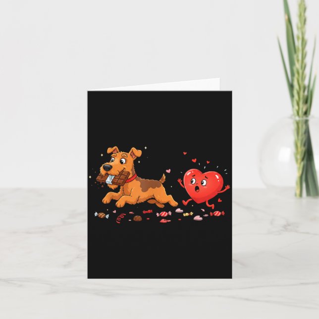Funny Airedale Terrier Heart Valentine Card (Front)
