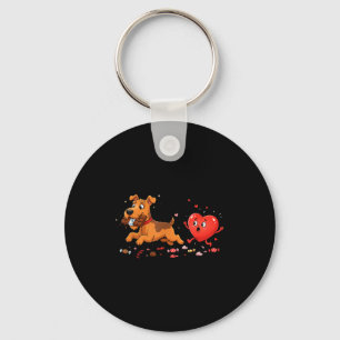 Funny Airedale Terrier Heart Valentine Graphic Art Key Ring