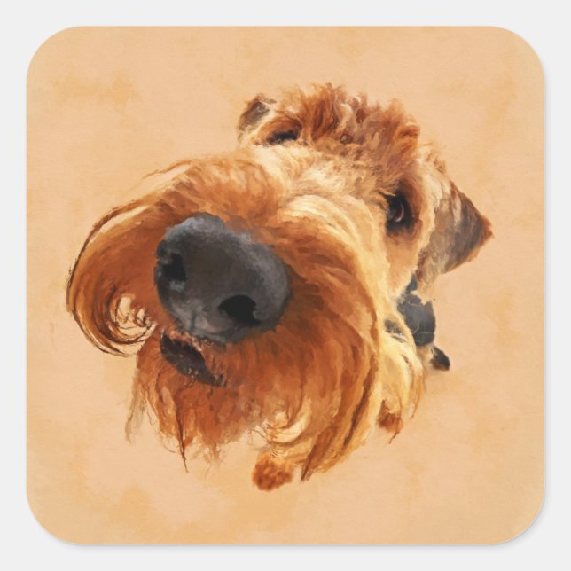 Funny  Airedale Terrier Square Sticker (Front)