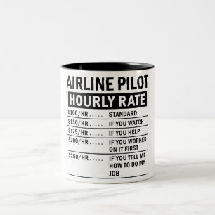 Funny Airline Pilot Hourly Rate   Two-Tone Coffee Mug
