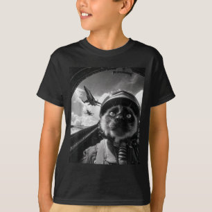 Funny Airplane Cat Jet Pilot Selfie Siamese Fighte T-Shirt