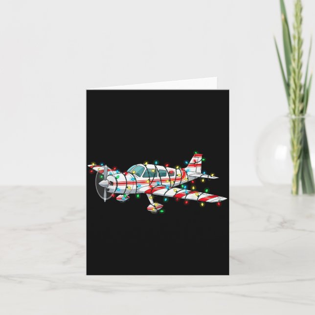 Funny Airplane Christmas Graphics Lights Lover  Card (Front)