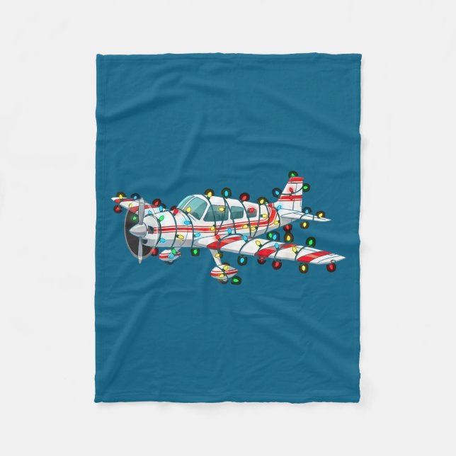 Funny Airplane Christmas Graphics Lights Lover  Fleece Blanket (Front)