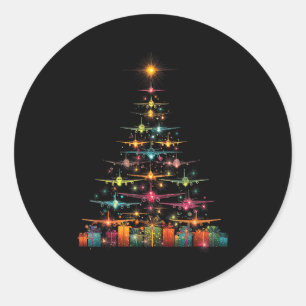 Funny Airplanes Christmas Tree Graphic Air Planes  Classic Round Sticker
