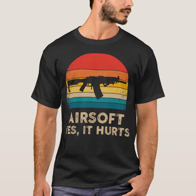 Funny Airsoft - Airsoft Yes, it Hurts - Retro T-Shirt (Front)