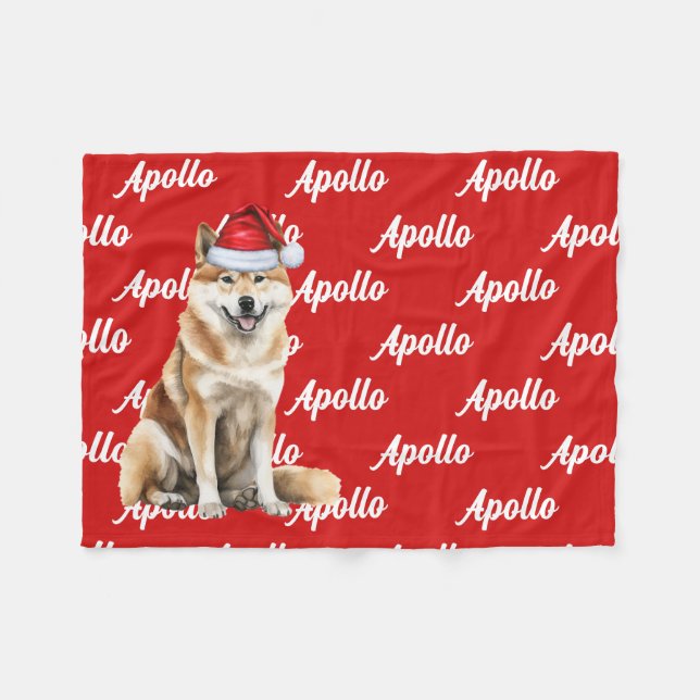 Funny Akita Dog Name Patterned Christmas Fleece Blanket (Front (Horizontal))