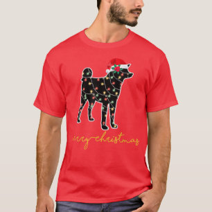 Funny Akita Dog Tree Christmas Lights Xmas Pajama T-Shirt