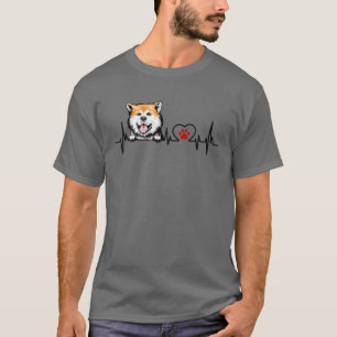 Funny Akita Inu Heartbeat Dog Lover T-Shirt