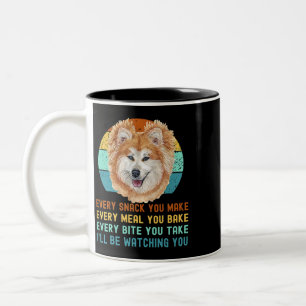 Funny Akita Inu or Kuma Inu Dog Every Snack you Ma Two-Tone Coffee Mug