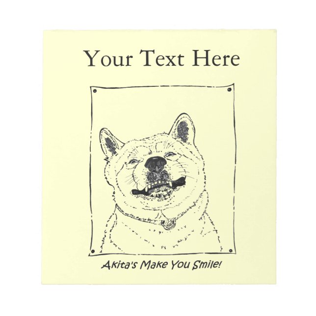 funny akita smiling realist dog portrait art notepad (Front)